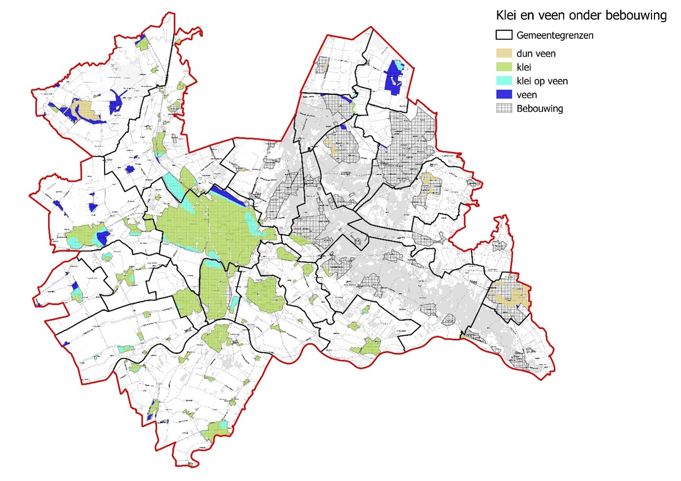 Klei- en veengrond in bebouwd gebied provincie Utrecht (2015)